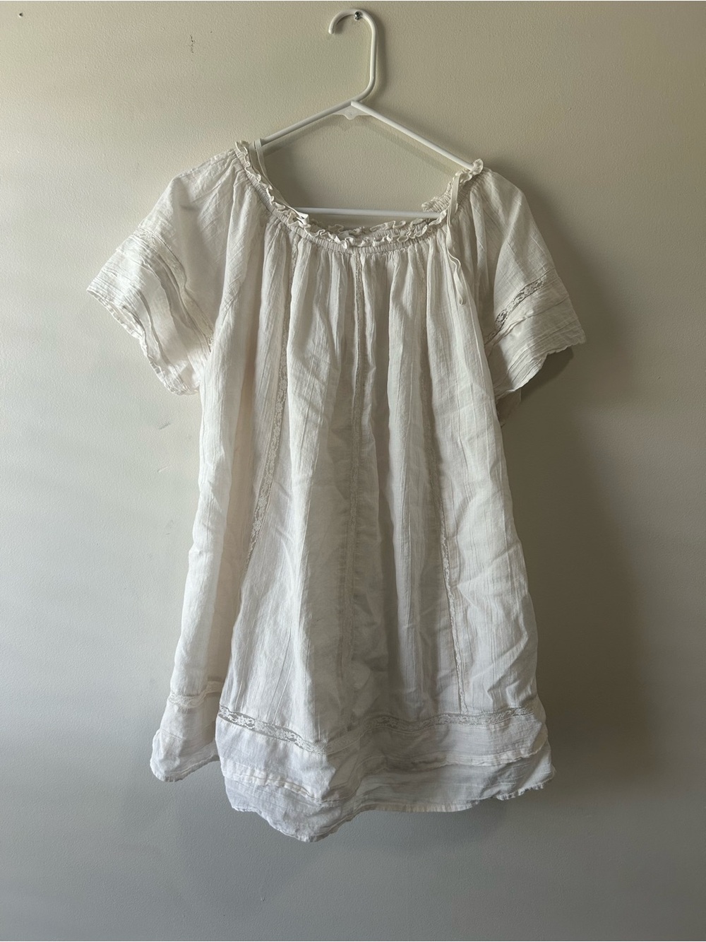 American Eagle Women’s White Babydoll Dress Lace Size Large